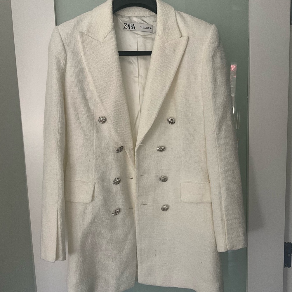 Zara Off-White Textured Jacket
